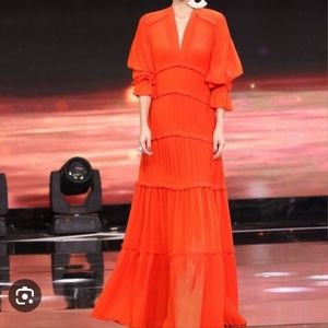 Tory Burch Orange Stella Maxi Dress Sz 4